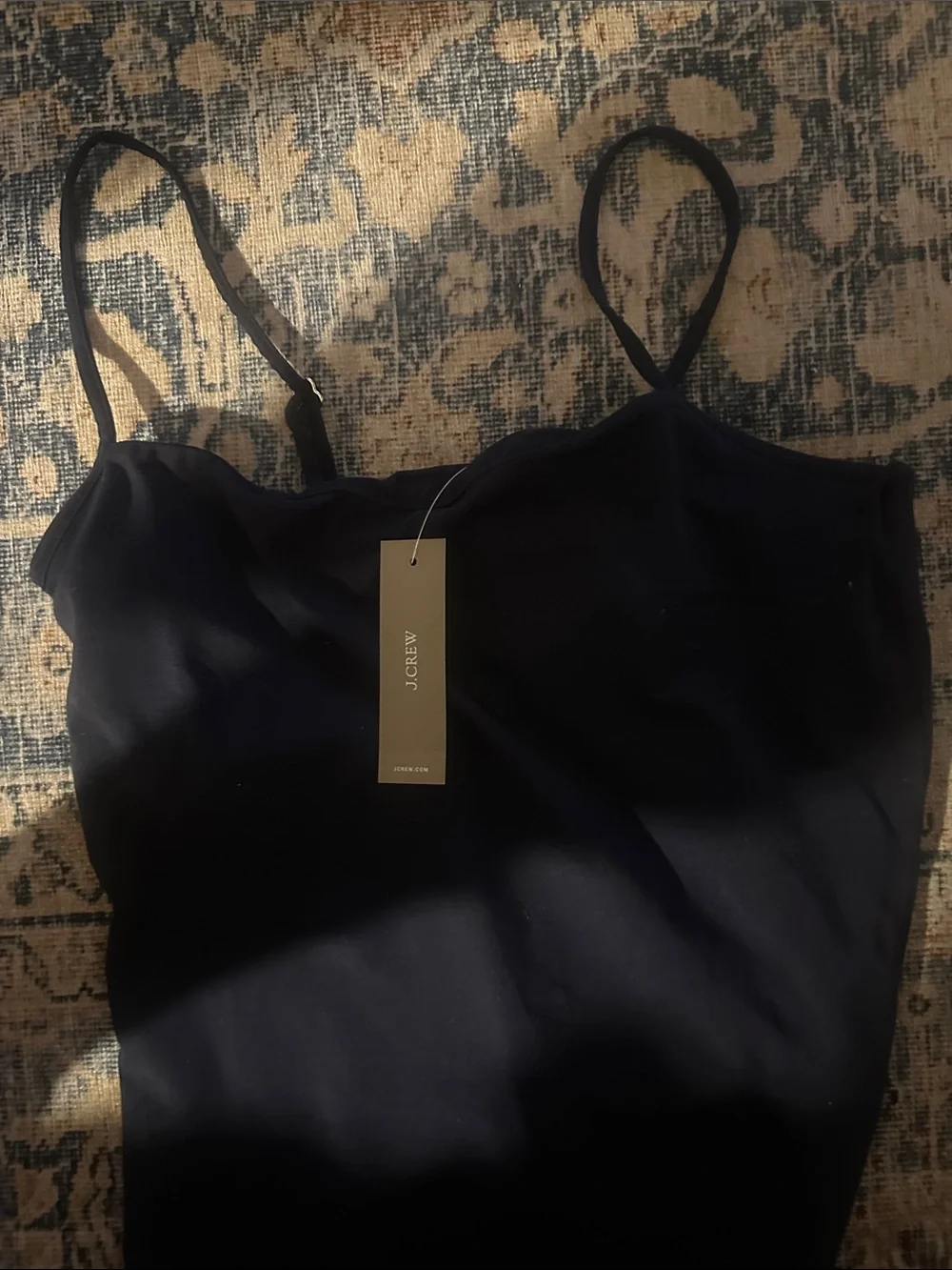 J. Crew Navy stretch cotton shelf bra tank top NWTs